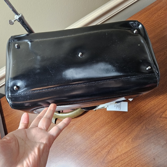 Cromia Black Patent Leather Boston Bag Made in Italy - Picture 4 of 10